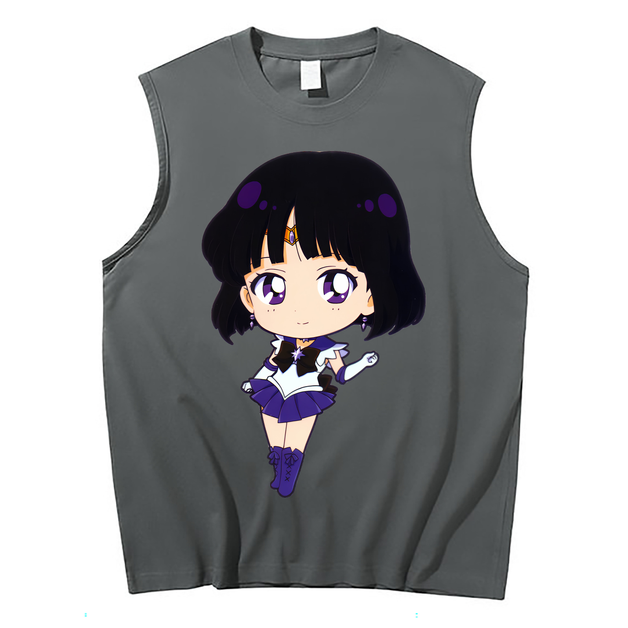 （画像用） 美少女戦士セーラームーン 土萠ほたる Sailor Moon Tomoe Hotaru （セーラーサターン；Sailor Saturn） コットン100％タンクトップ（フロントプリント）